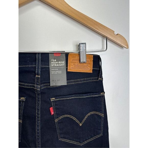 Levi’s Pants Womens High Rise Straight‎ Leg Jeans Dark Wash Size 26x30 NWT - Picture 4 of 6